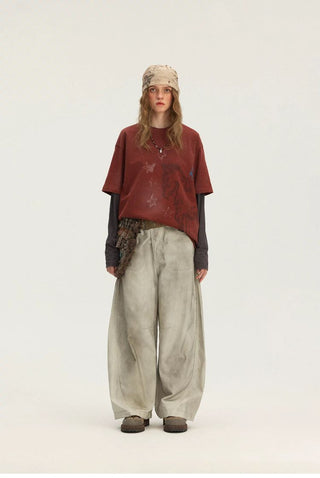 [Monterest] Washed Curved Seam Wide Leg Pants
