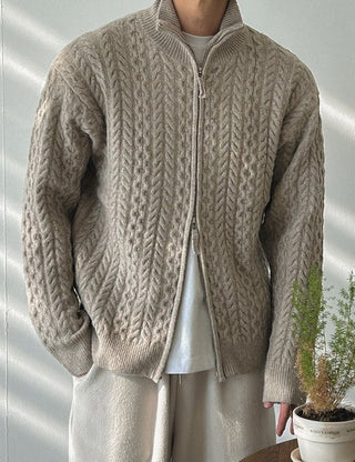 Fisherman Cashmere Knit Zip-up (4 colors)