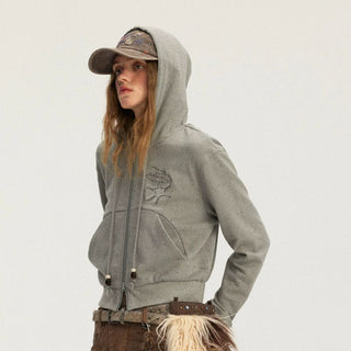 [Monterest] Speckled Hooded Zip-Up Sweatshirt