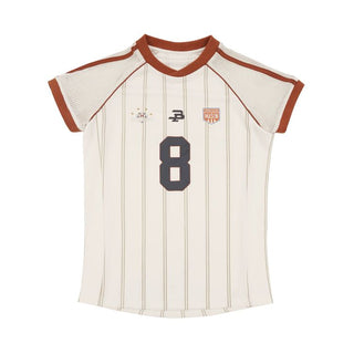 [MASONPRINCE] Mesh Sleeve Striped Sports Jersey Tee