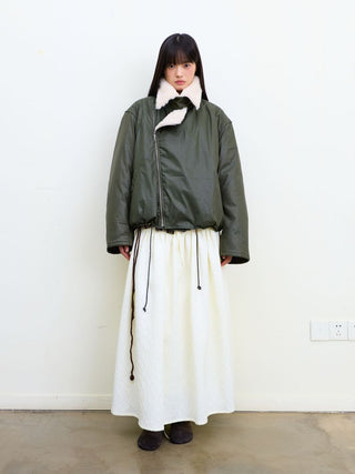 [NEVERSEEZ] Lapel Fleece Diagonal Zipper Jacket