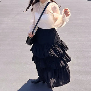 Can-can frill long skirt