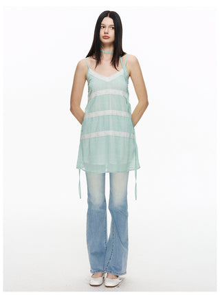 [NECY] Mint Sweet Polka Dot Chiffon Dress