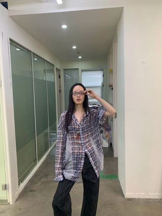 NEVERSEEZ Patchwork Plaid Shirt