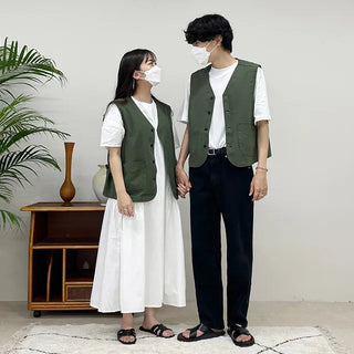 bro cotton casual pocket vest