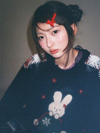 [Moromoro2] Rabbit Patchwork Hand Sewn  Sweater