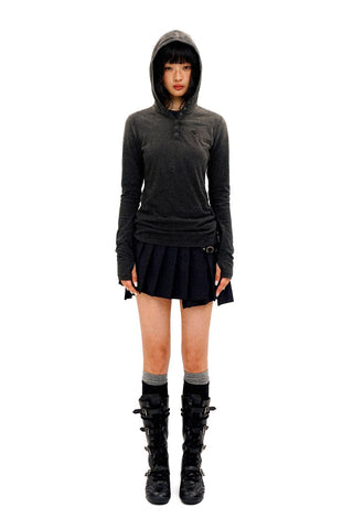 [Moromoro2] Old Hooded Long T-Shirt