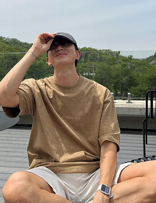 [PREMIUM PIGMENT] Embroidered Short Sleeve T-shirt (6 colors)