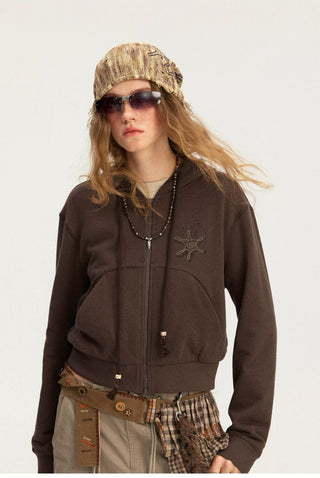 [Monterest] Speckled Hooded Zip-Up Sweatshirt