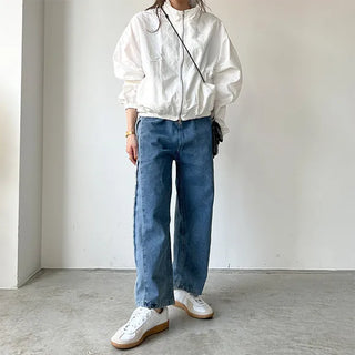 Side fringe denim pants