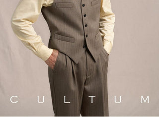 [CULTUM] 1930s Wool Blend Striped V-Neck Vest