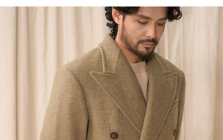 [CULTUM] Heavyweight Wool Herringbone Polo Coat