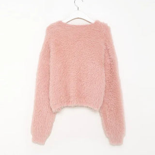 Cropped Shaggy Knit Cardigan