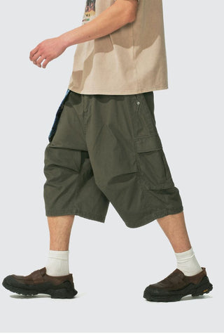 [Monterest] Washed Cotton Cropped Cargo Shorts