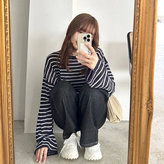 Straight-leg deep denim pants