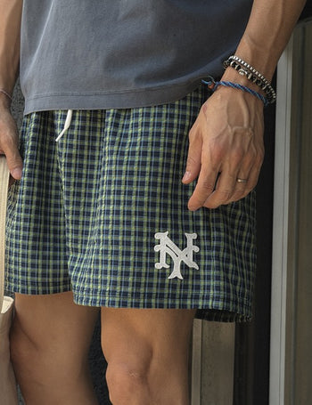 NY Embroidered Seersucker Check Shorts (3 colors)