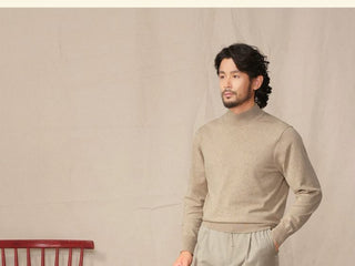 [CULTUM] Cashmere Blend Mock Neck Sweater