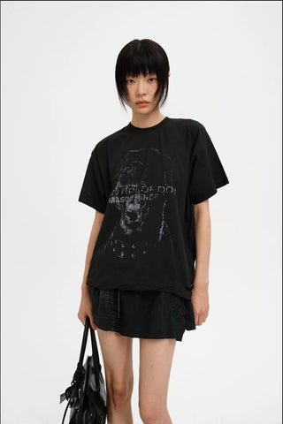 [MASONPRINCE] Coated Dog Print Boxy Tee