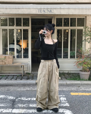 [2-way] Carpenter Tucked Wide Pants