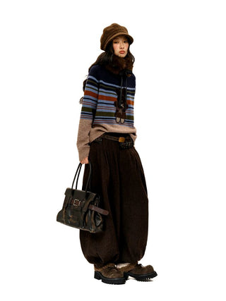 [Moromoro] Rabbit Patch Striped Wool Blend  Sweater