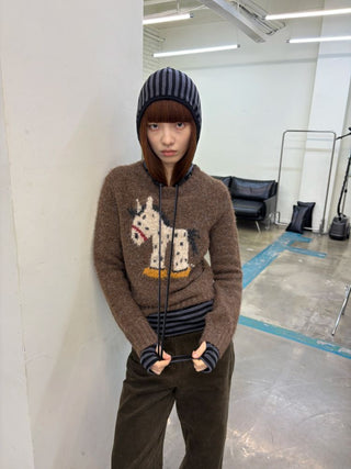 [NeverSeez] Pony Pattern Crew Neck Sweater