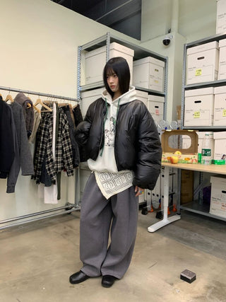 [NEVERSEEZ] Cropped Puffer Down Jacket