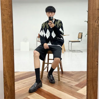 Argyle knit cardigan