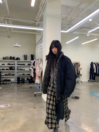 NEVERSEEZ Detachable Fur Collar Parka Jacket