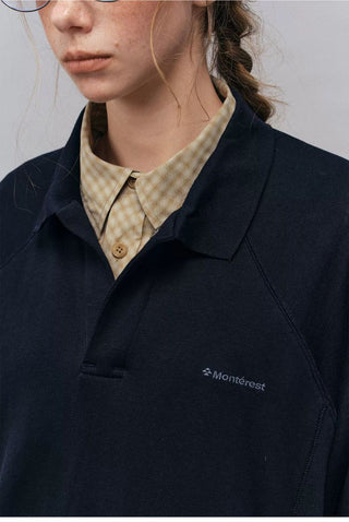 [Monterest] Relaxed Fit Polo Collar Knit Sweatshirt
