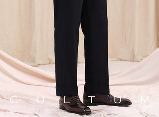 [CULTUM] Herringbone Brushed Pleated Trousers