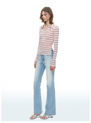 [NECY] Color Block Stripe Polo Shirt (2color)