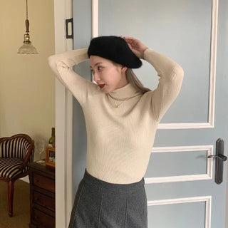 Ribbed turtleneck knit
