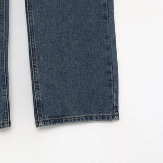 Brushed wide denim pants