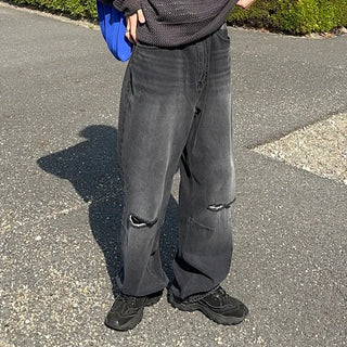 Distressed Washed Denim Pants