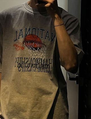 Basketball Washed Pig Short Sleeve T-shirt (4 colors)