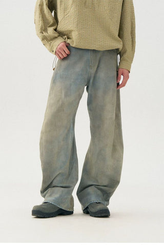 [Monterest] 3D Curved Wide Leg Washed Jeans