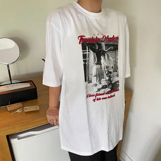Vintage photo print short-sleeved T-shirt