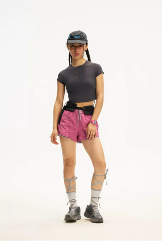 [Monterest] Cutout Embroidery Slim Fit Crop Tee