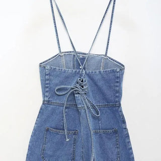 Denim bustier jumpsuit
