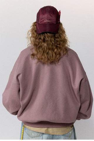 [Monterest] Fleece-Lined Logo Print Crewneck Sweatshirt