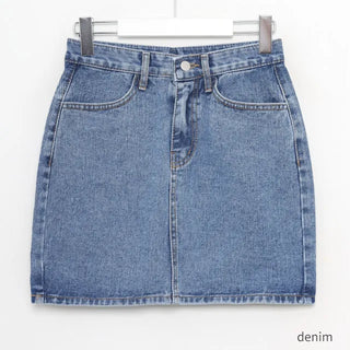 H-line denim mini skirt