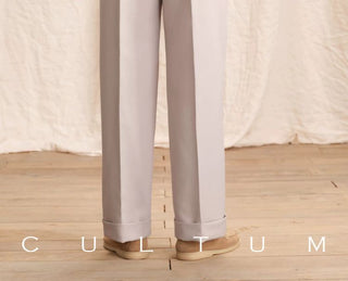 [CULTUM] Double Pleat Straight Leg Trousers