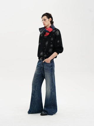 [MASONPRINCE] Deconstructed Whisker Micro Flare Jeans