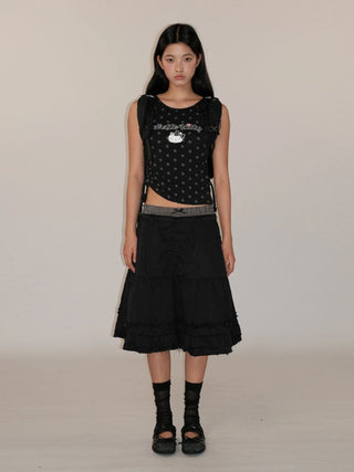 [Moromoro2] Lace Trim Ribbed Half Socks