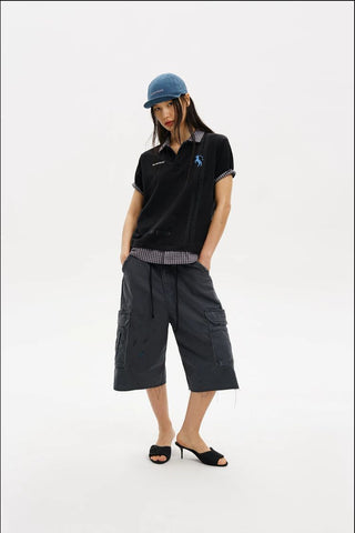 [MASONPRINCE] Checkered Collar Layered Polo