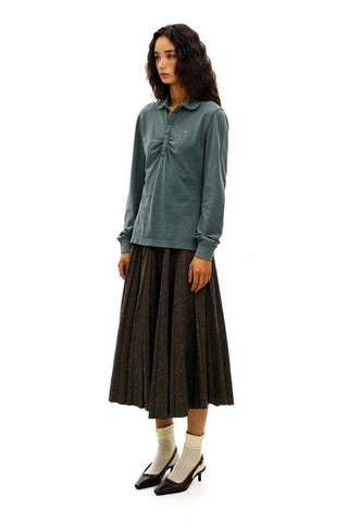 [Moromoro2] Houndstooth Wool Blend Pleated  Skirt