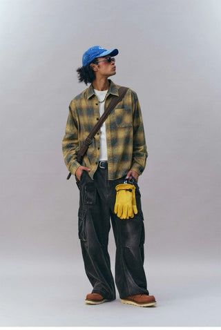[Monterest] Washed Brushed Plaid Flannel Shirt