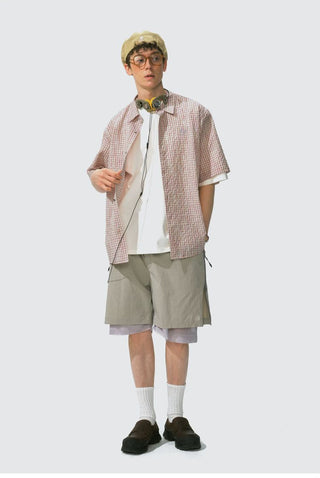 [Monterest] Seersucker Check Logo Embroidered Shirt