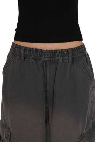[Moromoro2] Gradient Washed Wide Leg Cargo  Pants