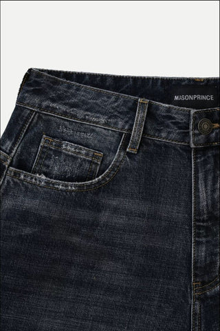 [MASONPRINCE] Washed Slub Denim Cropped Wide Pants